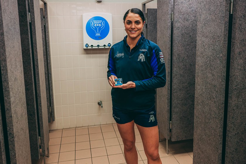 Georgia Ravics is the face of the Bulldogs & Rentokil Initial Washroom Dignity Program; and the Club's 2023 Women In League Ambassador.