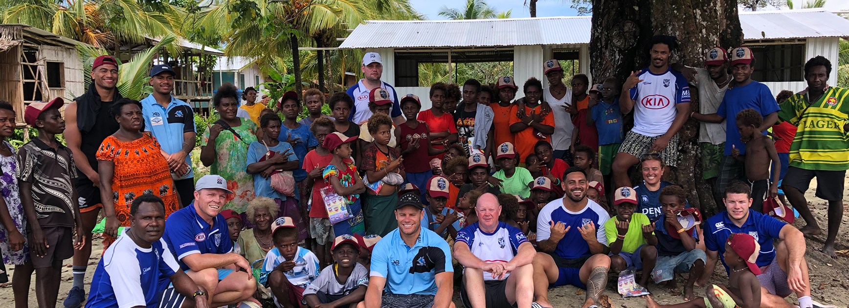 Bulldogs players help out in PNG