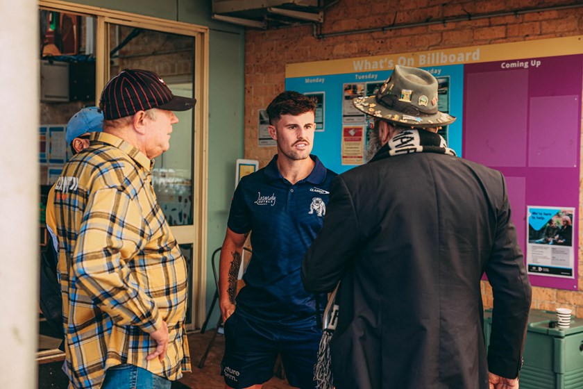 Halfback Toby Sexton enjoyed his time conversing with and getting to know some of the Foundation's local and regular guests.