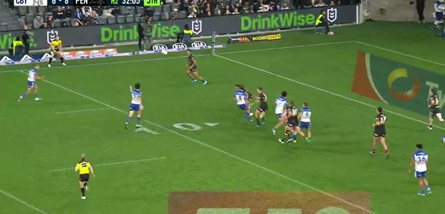 Meaney's first try in Bulldogs colours