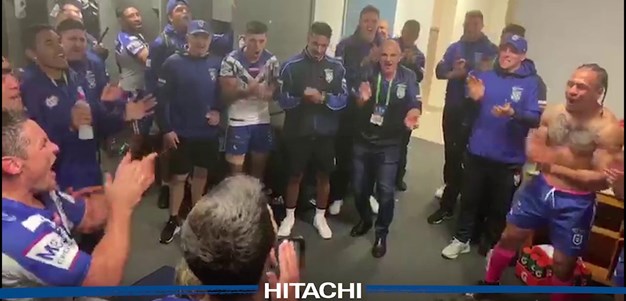 Bulldogs celebrate win over Rabbitohs with team song