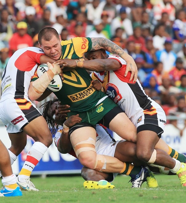   during the Kumuls v PM's XIII at the National Stadium, Port Moresby, Papua New Guinea. pic Mark Evans