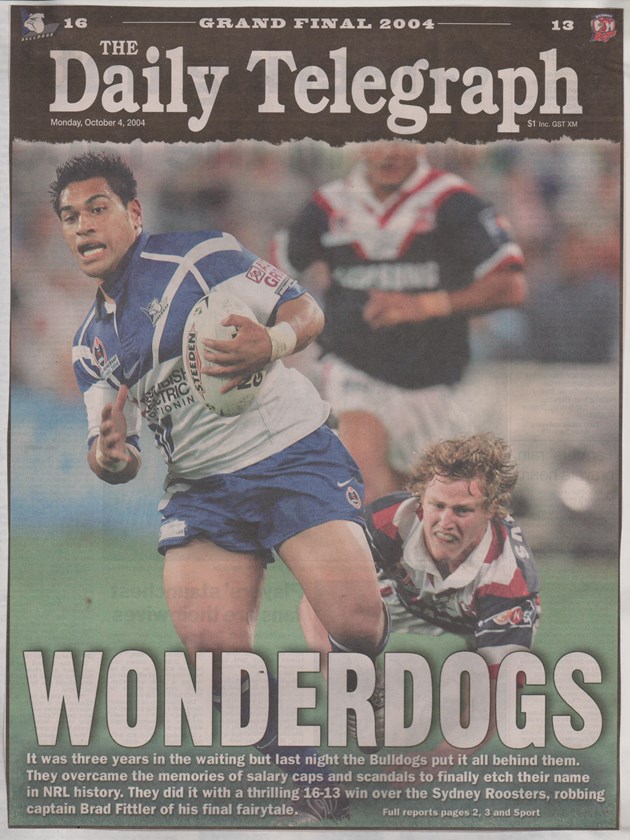 Front page of Daily Telegraph after 2004 NRL Grand Final
