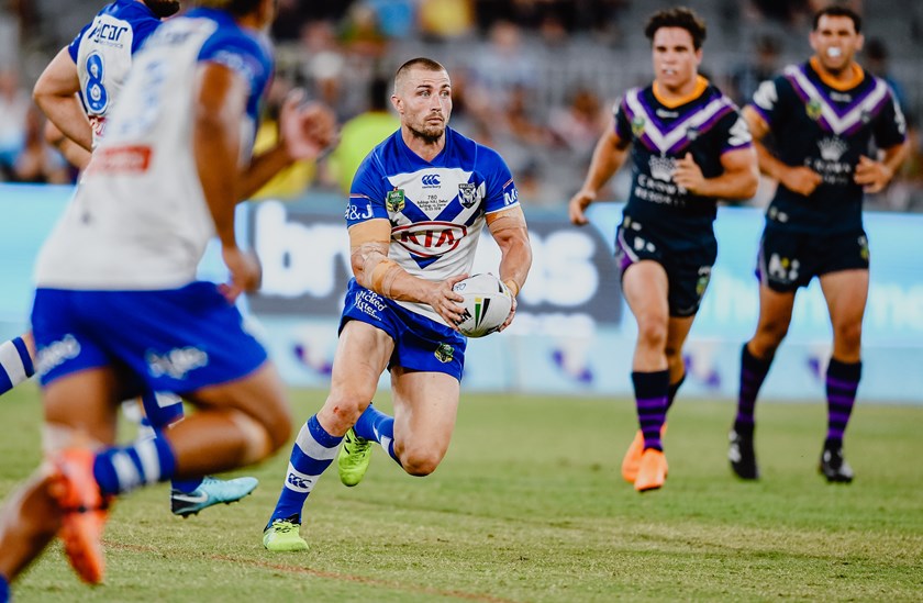 Kieran Foran makes his debut for the Bulldogs against the Melbourne Storm in Perth.