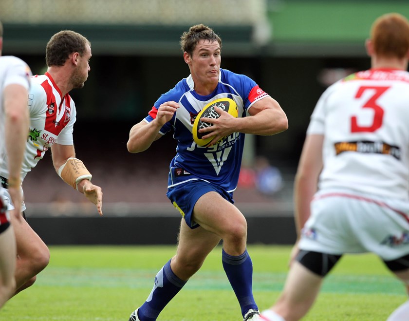 Jackson playing for the Bulldogs under 20s in 2011 against the Dragons.