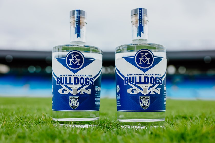 The new limited edition bottle is adorned by the Bulldogs’ 2023 away jersey design.