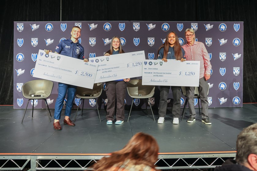 Ambassadors Club awarded scholarship recipients Mitchell Woods, Amirah Abdullah and Grace Leiataua.