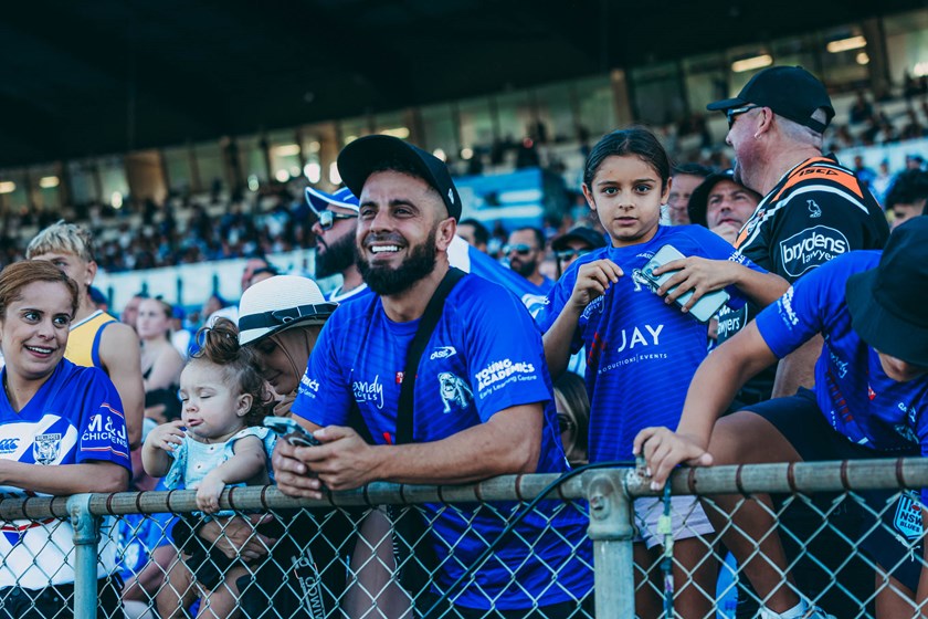 Fans enjoy the Round 3 Belmore Fixture from the grandstand, Bulldogs v Tigers.