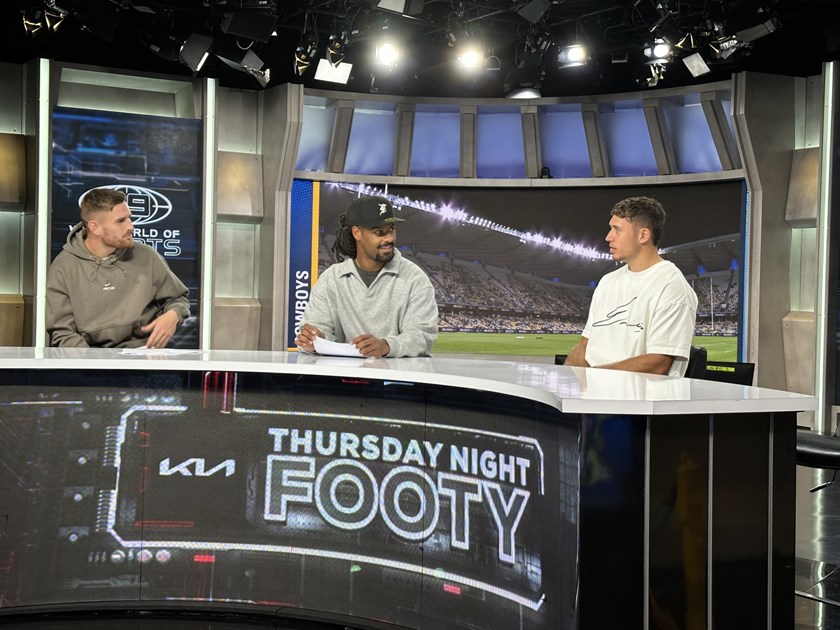 The players joined the panel to experience first-hand what it feels like to be presenting from the NRL newsdesk.