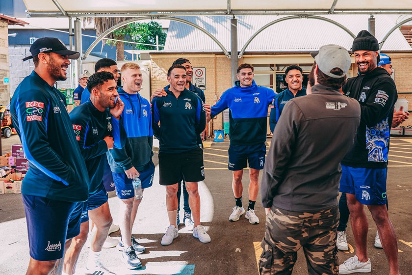 Bulldogs players enjoy the company of Rev Bill Crews Foundation guests.